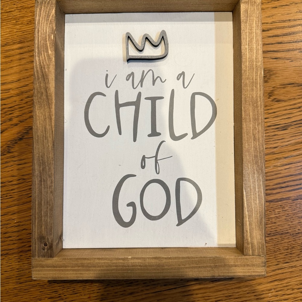 Wooden Framed Wall Art with Gray Text